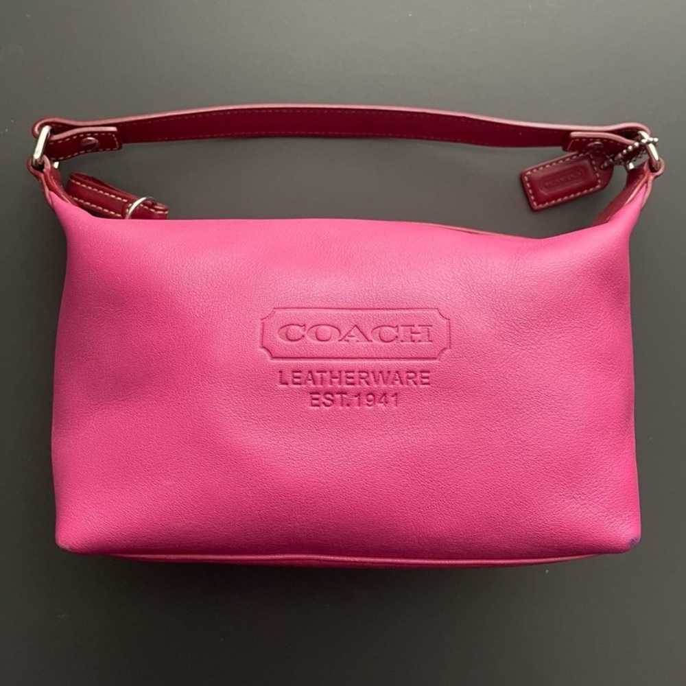 Rare Vintage Coach Pink + Red Baguette Bag